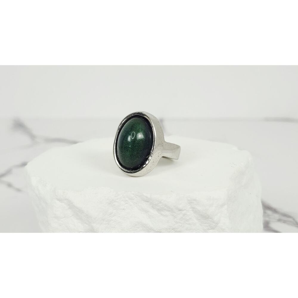Vintage 1970s Retro Color Changing Oval Cabochon Mood Ring Silver Tone Size 8 - Picture 7 of 16